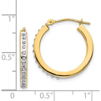 14K Yellow Gold Diamond Round Hinged Hoop Earrings - 0.010 Carats Total Diamond Weight by Monteluci Fine Jewelry