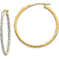 14K Yellow Gold Diamond Round Hinged Hoop Earrings - 0.010 Carats Total Diamond Weight by Monteluci Fine Jewelry