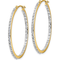 14K Yellow Gold Diamond Round Hinged Hoop Earrings - 0.010 Carats Total Diamond Weight by Monteluci Fine Jewelry