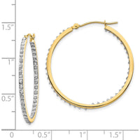 14K Yellow Gold Diamond Round Hinged Hoop Earrings - 0.010 Carats Total Diamond Weight by Monteluci Fine Jewelry