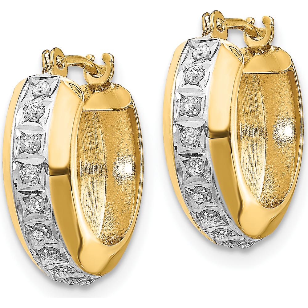 14K Yellow Gold Diamond Round Hoop Earrings - 0.01 Carats Total Diamond Weight by Monteluci Fine Jewelry