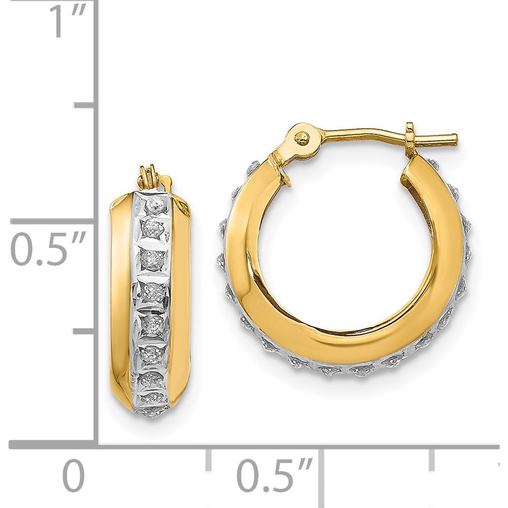 14K Yellow Gold Diamond Round Hoop Earrings - 0.01 Carats Total Diamond Weight by Monteluci Fine Jewelry