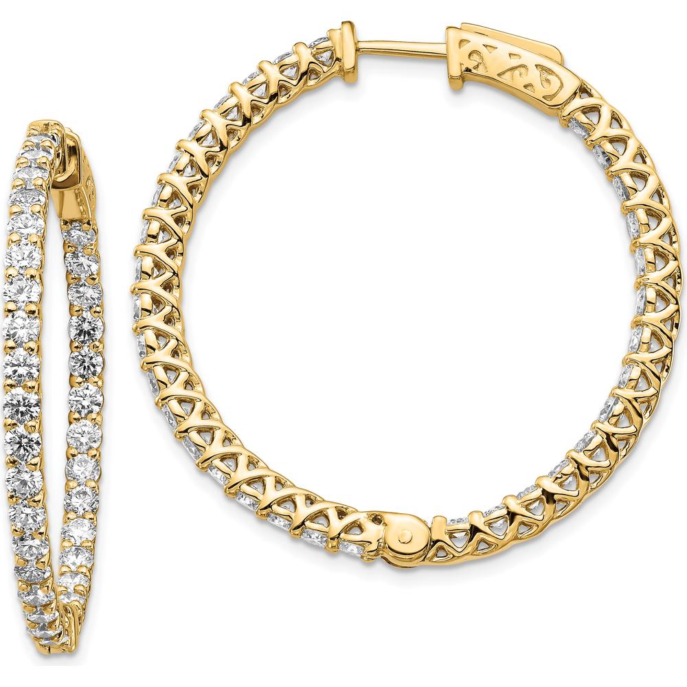 14K Yellow Gold Diamond Round Hoop Earrings - 0.059 Carat Total Diamond Weight by Monteluci Fine Jewelry