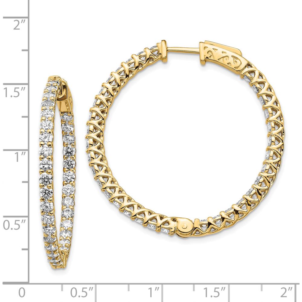 14K Yellow Gold Diamond Round Hoop Earrings - 0.059 Carat Total Diamond Weight by Monteluci Fine Jewelry