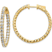 14K Yellow Gold Diamond Round Hoop Earrings - 0.07 Carat Total Diamond Weight by Monteluci Fine Jewelry