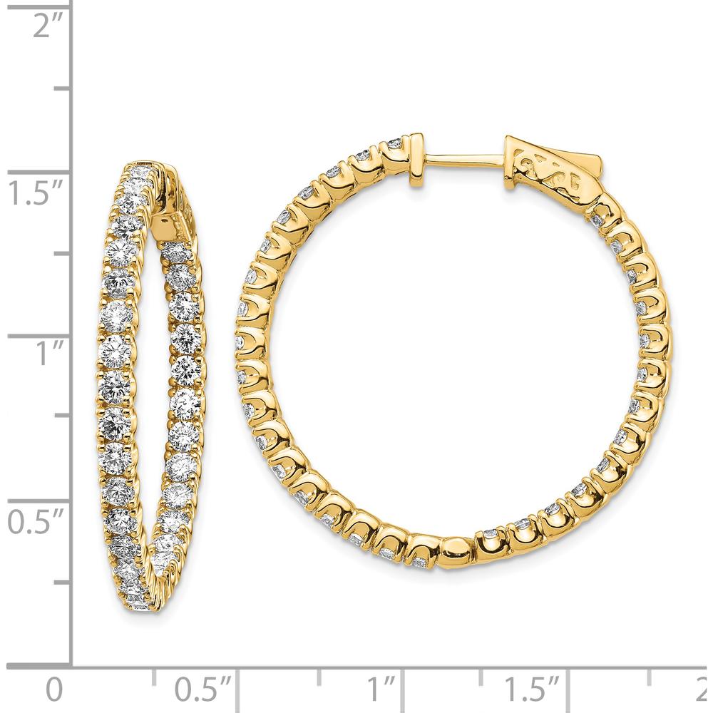 14K Yellow Gold Diamond Round Hoop Earrings - 0.07 Carat Total Diamond Weight by Monteluci Fine Jewelry