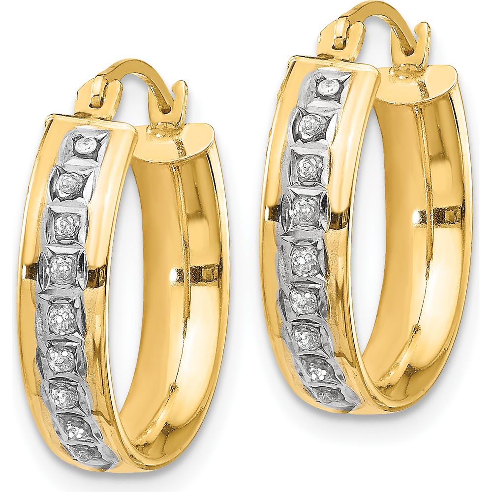 14K Yellow Gold Diamond Round Hoop Earrings with Natural Diamonds - 0.01 Carats Total Diamond Weight by Monteluci Fine Jewelry