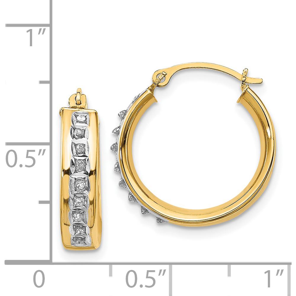 14K Yellow Gold Diamond Round Hoop Earrings with Natural Diamonds - 0.01 Carats Total Diamond Weight by Monteluci Fine Jewelry