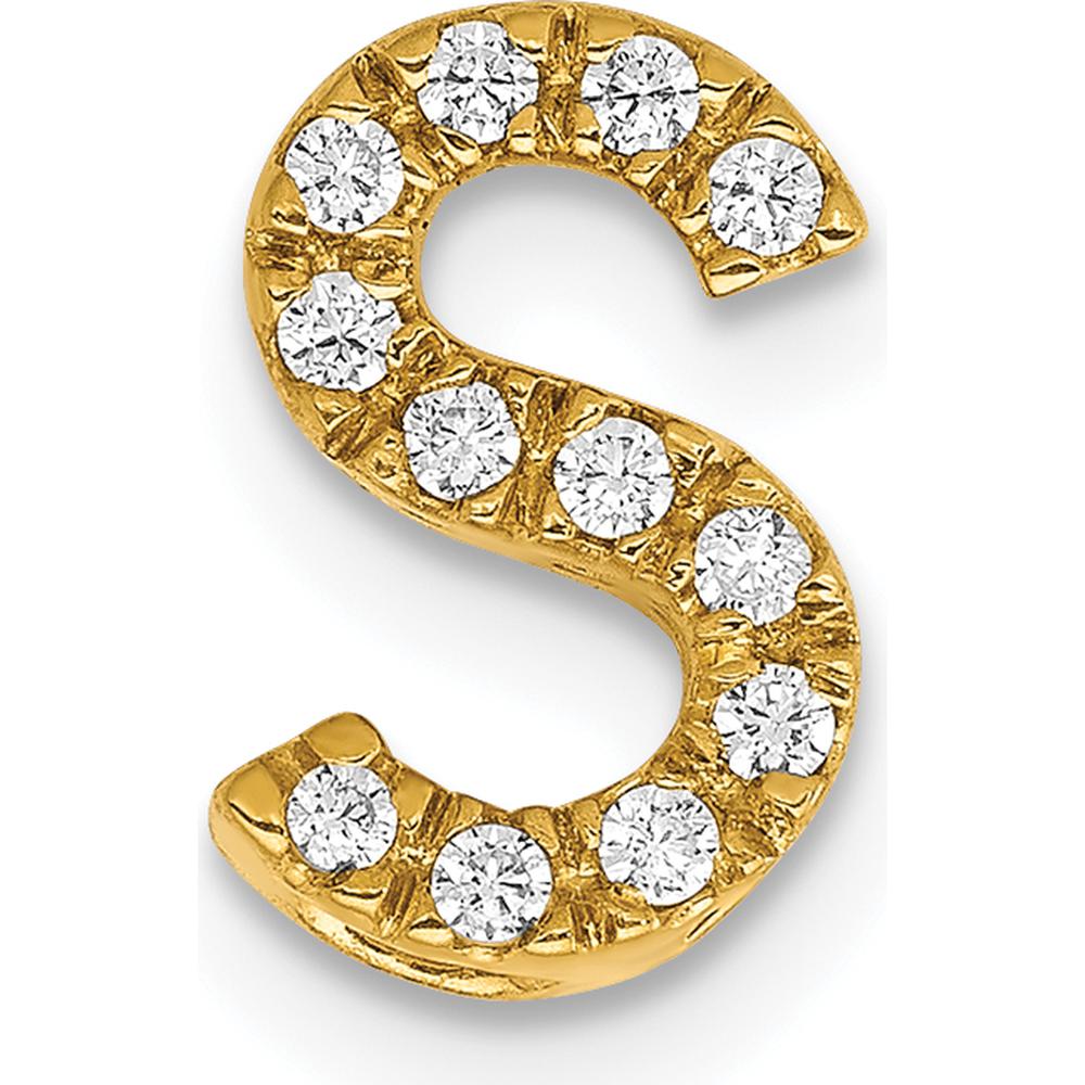 14K Yellow Gold Diamond 'S' Initial Charm with 12 Round Diamonds - 0.12 Carat Total Diamond Weight by Monteluci Fine Jewelry