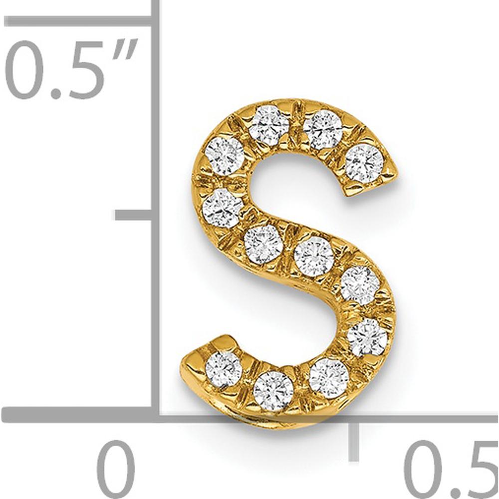 14K Yellow Gold Diamond 'S' Initial Charm with 12 Round Diamonds - 0.12 Carat Total Diamond Weight by Monteluci Fine Jewelry