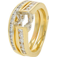 14K Yellow Gold Diamond Semi - Mount Bridal Set - 0.67 Carat Total Diamond Weight