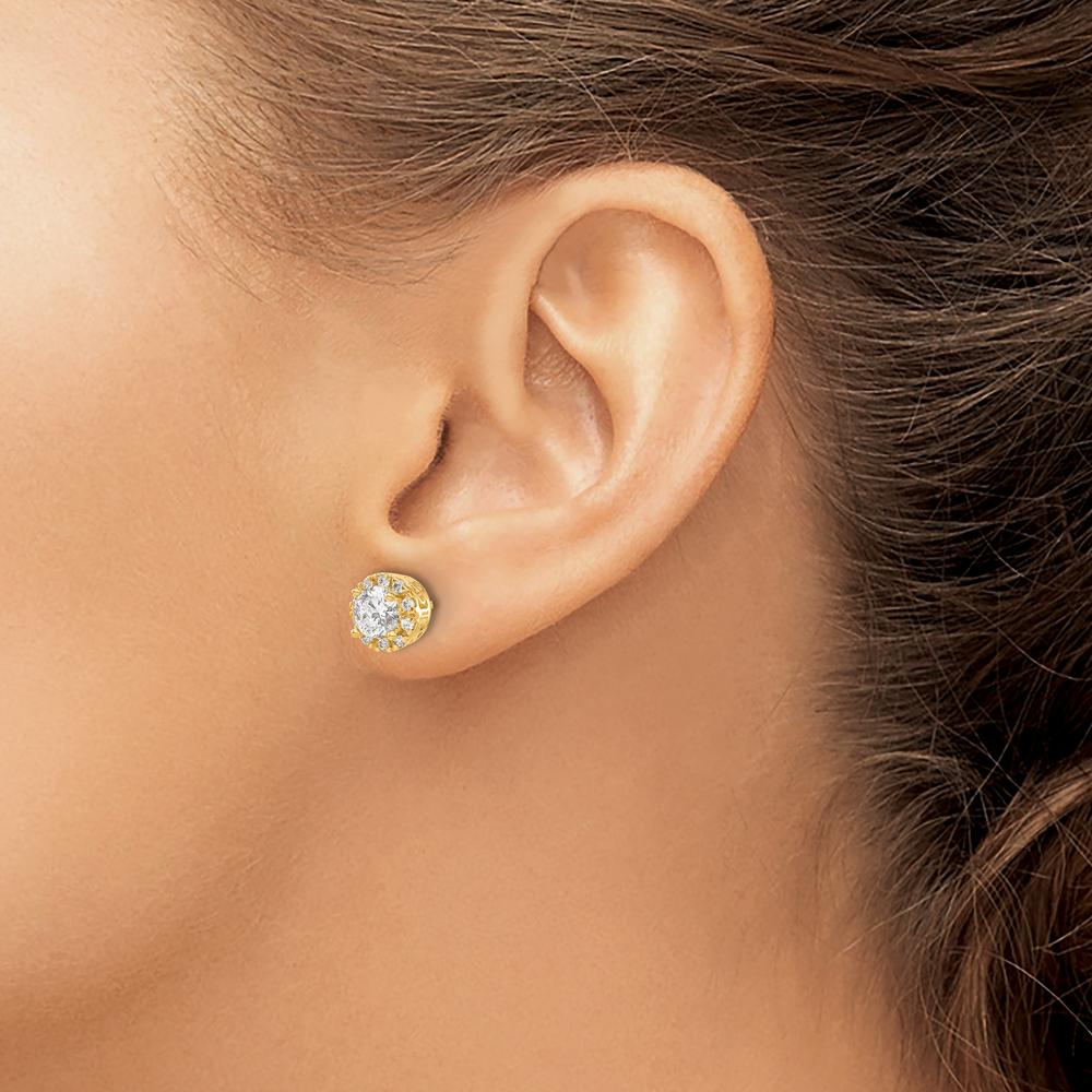 14K Yellow Gold Diamond Semi-Mount Stud Earrings - 0.4 Carat Total Diamond Weight by Monteluci Fine Jewelry