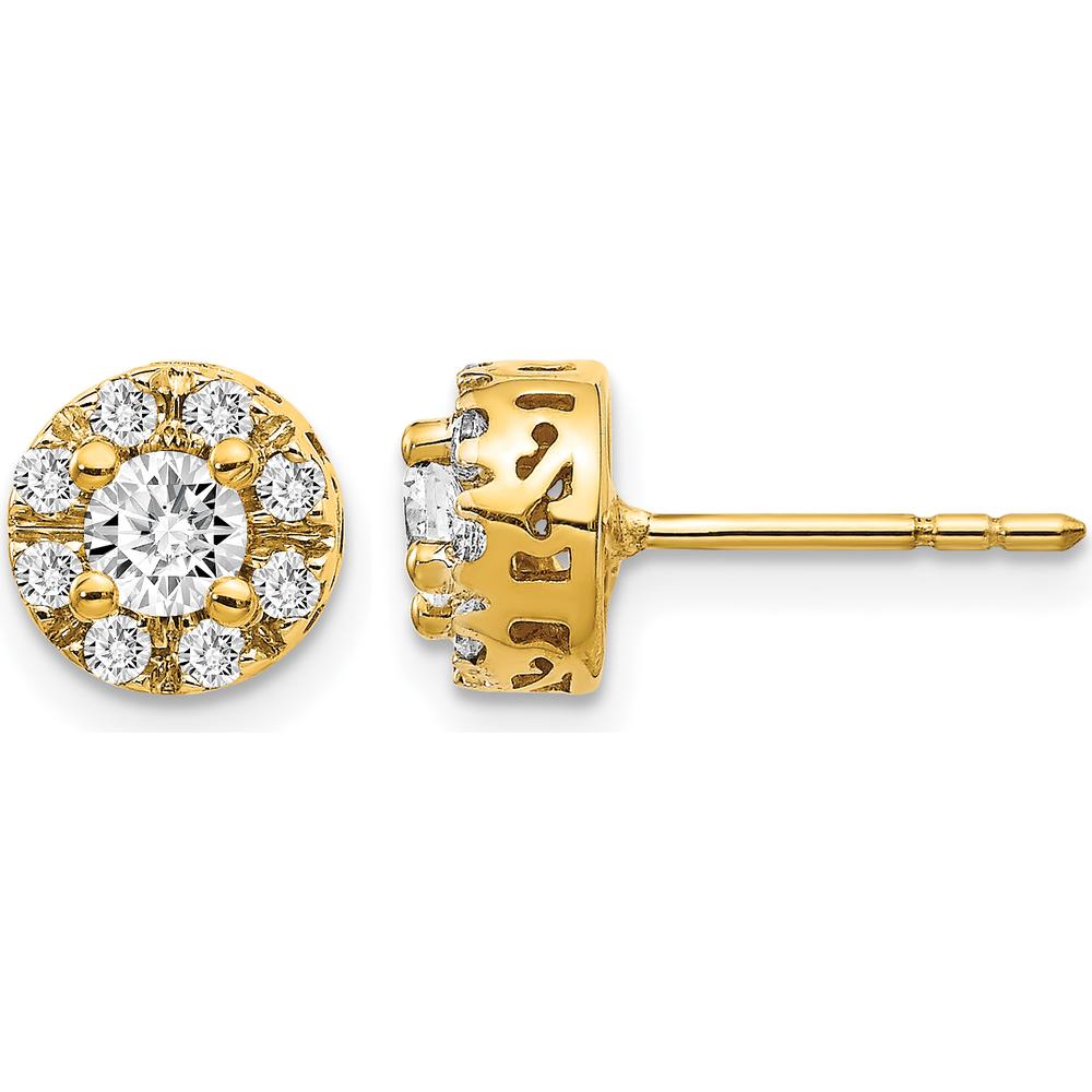 14K Yellow Gold Diamond Semi-Mount Stud Earrings with 0.15 Carat Total Diamond Weight by Monteluci Fine Jewelry