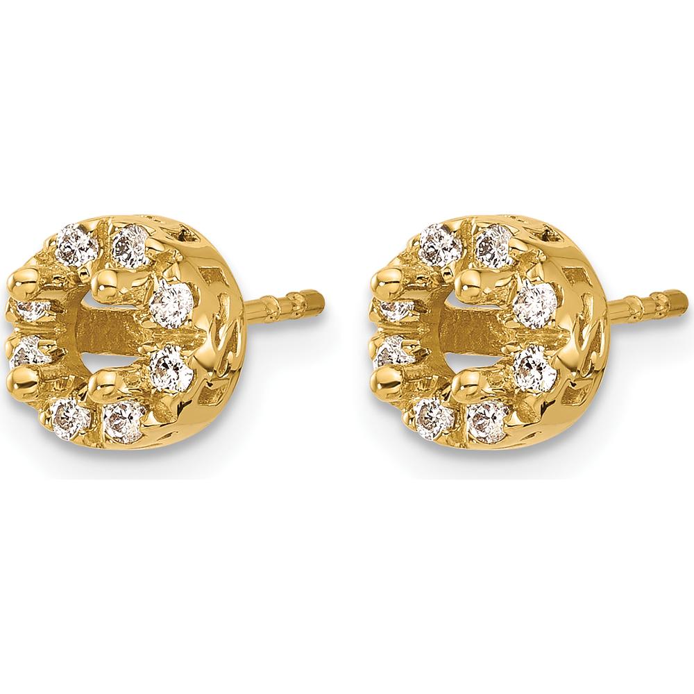 14K Yellow Gold Diamond Semi-Mount Stud Earrings with 0.15 Carat Total Diamond Weight by Monteluci Fine Jewelry
