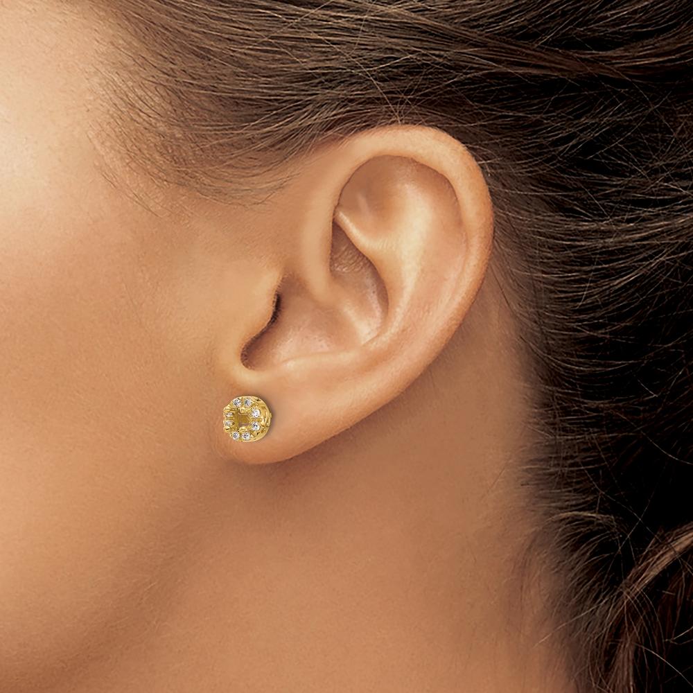 14K Yellow Gold Diamond Semi-Mount Stud Earrings with 0.15 Carat Total Diamond Weight by Monteluci Fine Jewelry