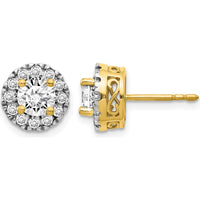 14K Yellow Gold Diamond Semi-Mount Stud Earrings with 0.5 Carat Round Diamond Center Stones by Monteluci Fine Jewelry