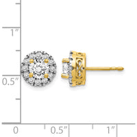 14K Yellow Gold Diamond Semi-Mount Stud Earrings with 0.5 Carat Round Diamond Center Stones by Monteluci Fine Jewelry
