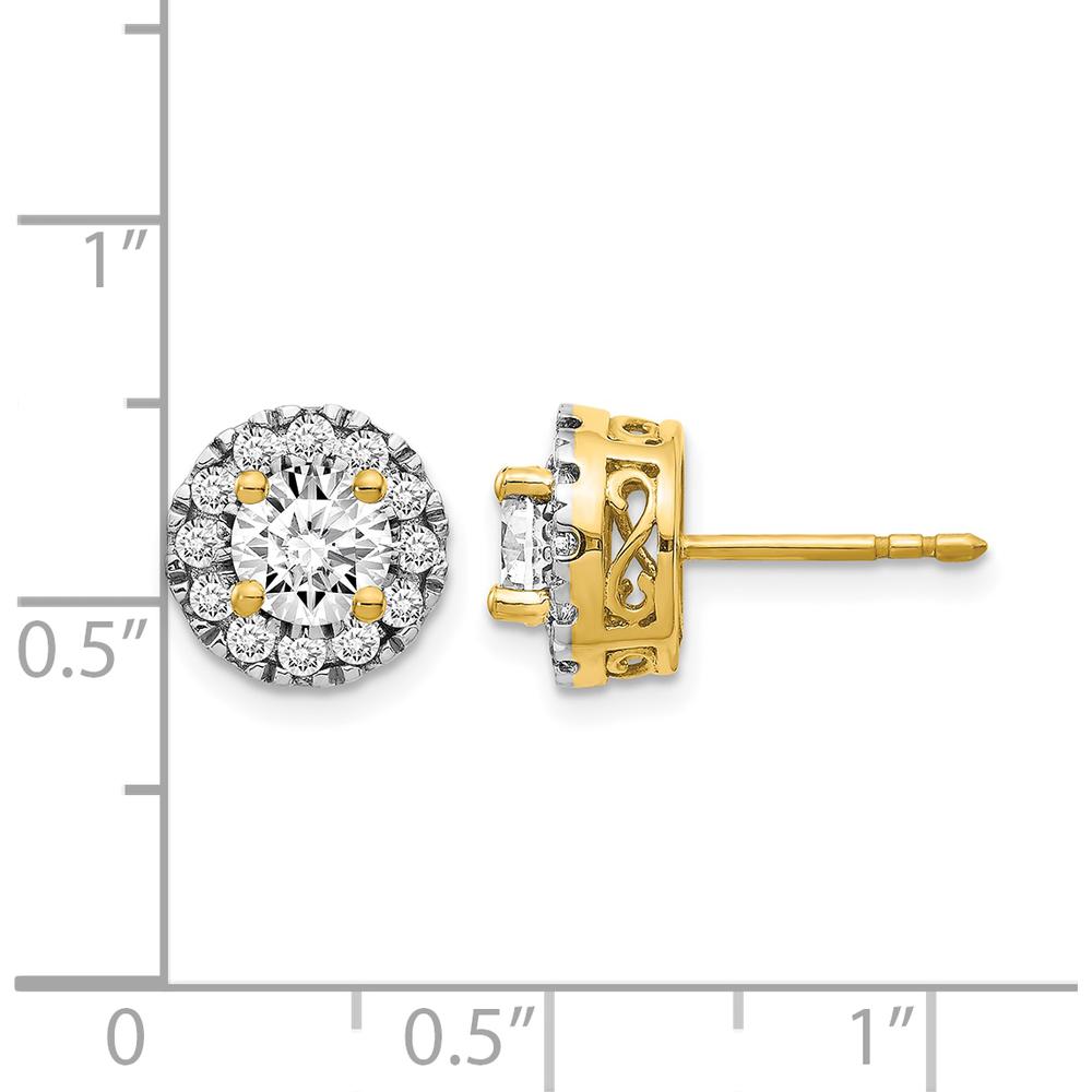 14K Yellow Gold Diamond Semi-Mount Stud Earrings with 0.5 Carat Round Diamond Center Stones by Monteluci Fine Jewelry
