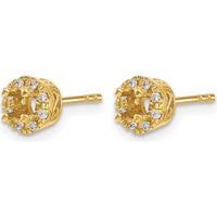 14K Yellow Gold Diamond Semi-Mount Stud Earrings with Round Diamonds - 0.18 Carat Total Diamond Weight by Monteluci Fine Jewelry