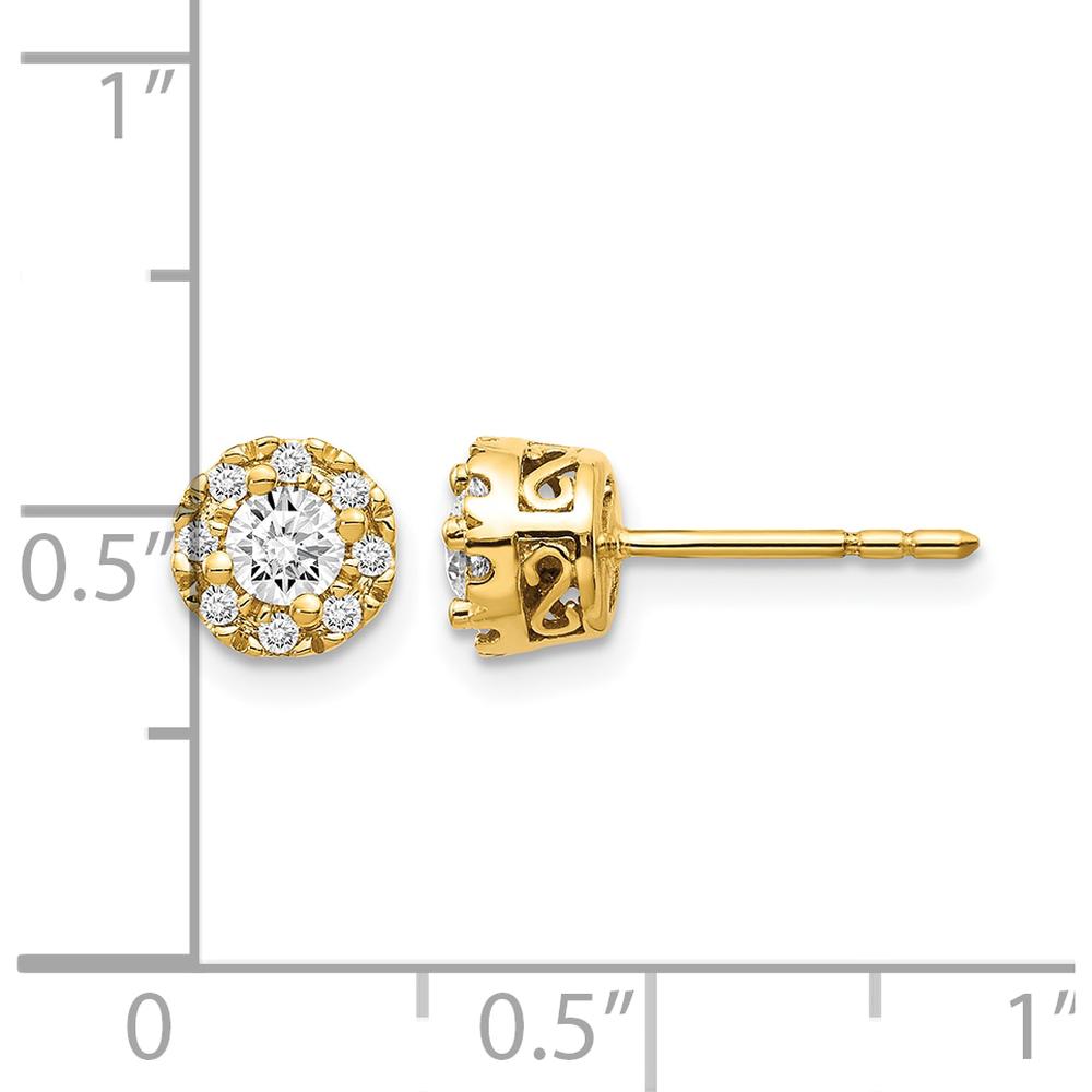 14K Yellow Gold Diamond Semi-Mount Stud Earrings with Round Diamonds - 0.18 Carat Total Diamond Weight by Monteluci Fine Jewelry