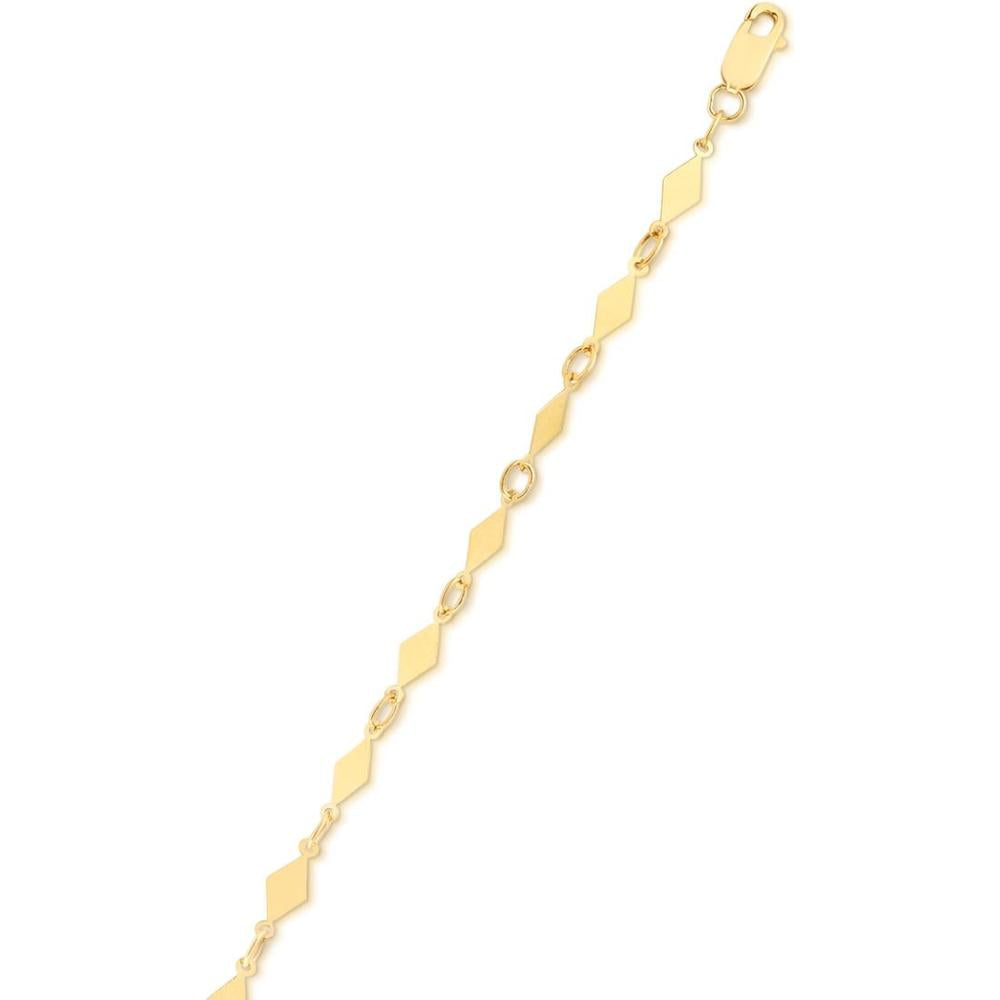 14K Yellow Gold Diamond Shape Mirror Chain Necklace - 18" by Orozza Fine Jewelry