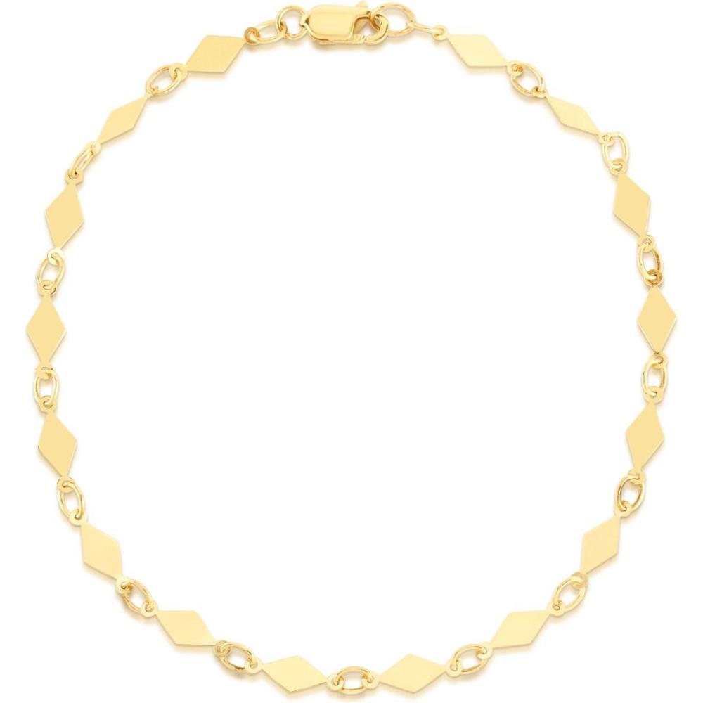 14K Yellow Gold Diamond Shape Mirror Chain Necklace - 18" by Orozza Fine Jewelry