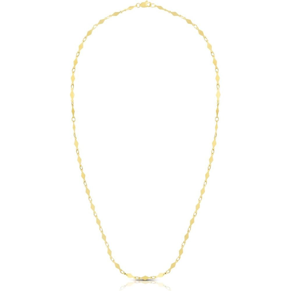 14K Yellow Gold Diamond Shape Mirror Chain Necklace - 18" by Orozza Fine Jewelry