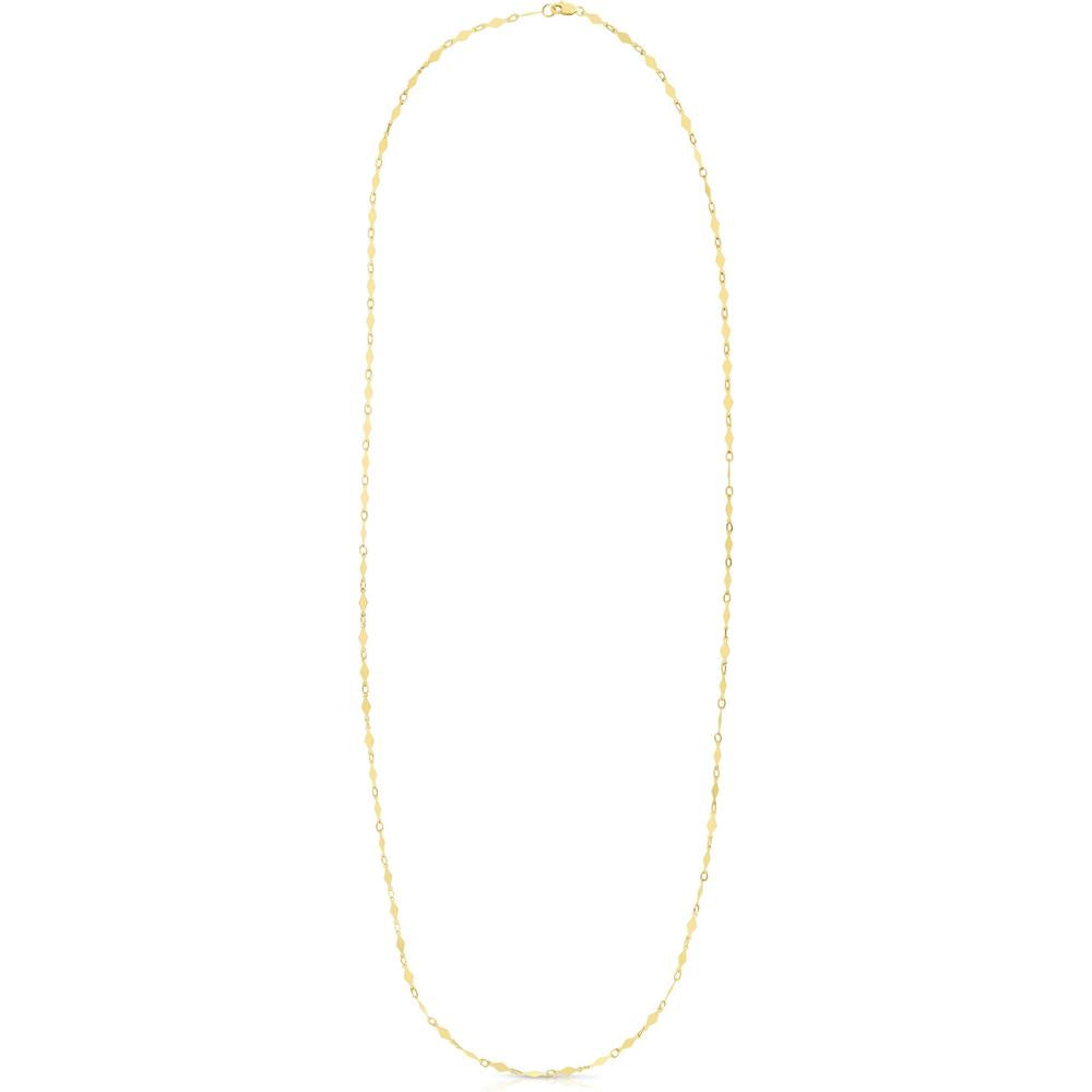 14K Yellow Gold Diamond Shape Mirror Chain Necklace - 18" by Orozza Fine Jewelry