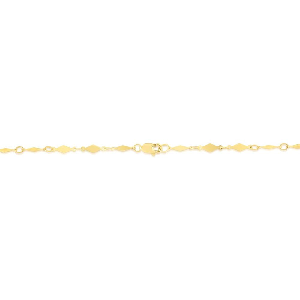 14K Yellow Gold Diamond Shape Mirror Chain Necklace - 18" by Orozza Fine Jewelry