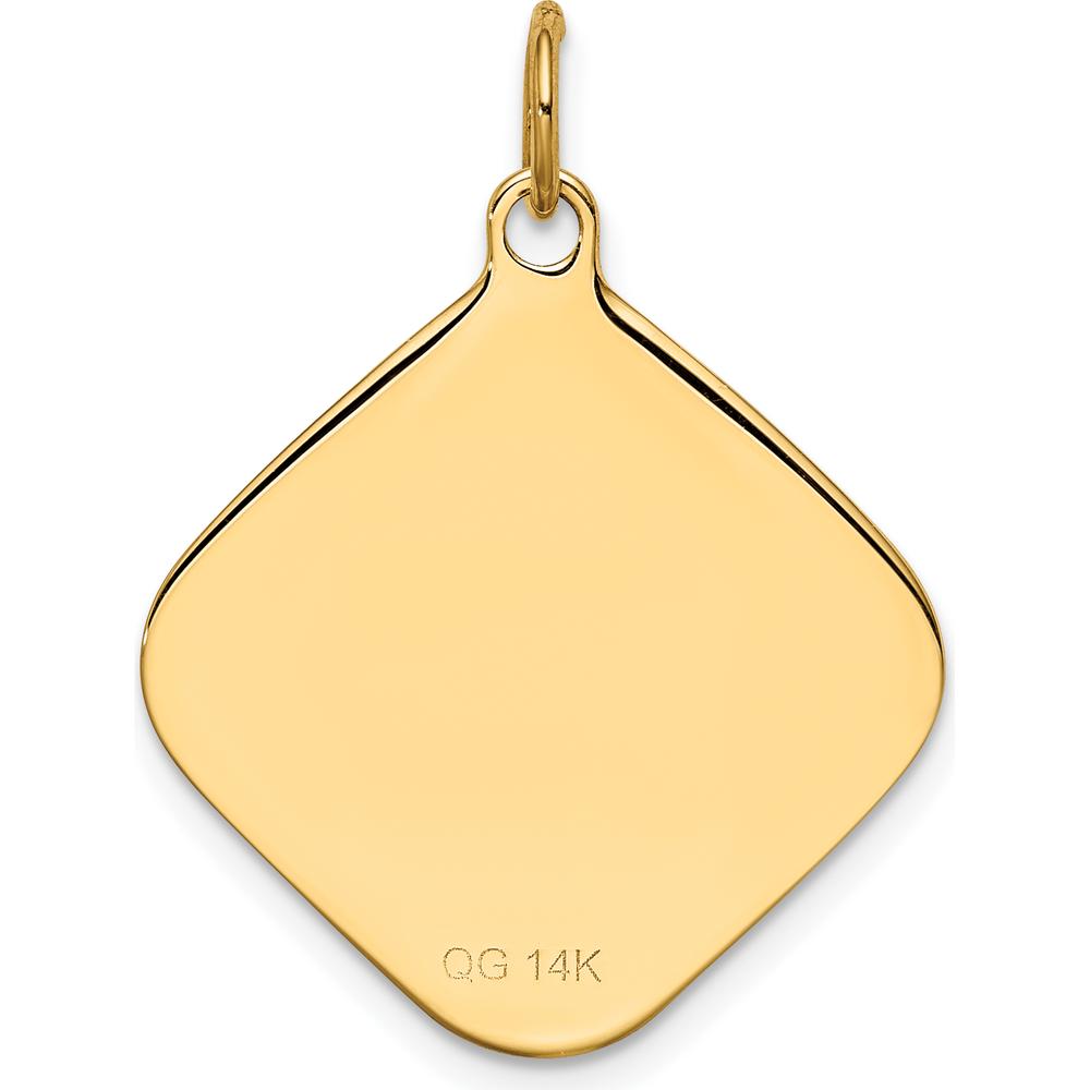 14K Yellow Gold Diamond-Shaped Engravable Disc Charm with Textured Detailing by Oro Pregiato