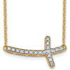 14K Yellow Gold Diamond Sideways Cross Necklace - 0.10 Carat Total Diamond Weight by Monteluci Fine Jewelry