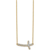 14K Yellow Gold Diamond Sideways Cross Necklace - 0.10 Carat Total Diamond Weight by Monteluci Fine Jewelry