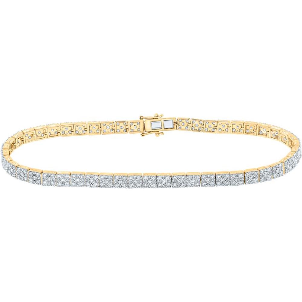 14K Yellow Gold Diamond Single Row Tennis Bracelet with Prong Set Round Diamonds - 4.32 Carat Total Diamond Weight