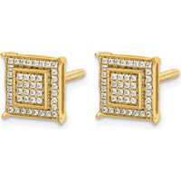 14K Yellow Gold Diamond Small Double Square Bezel Post Earrings - 0.0027 Carat Total Diamond Weight by Oro Pregiato