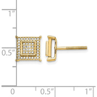 14K Yellow Gold Diamond Small Double Square Bezel Post Earrings - 0.0027 Carat Total Diamond Weight by Oro Pregiato