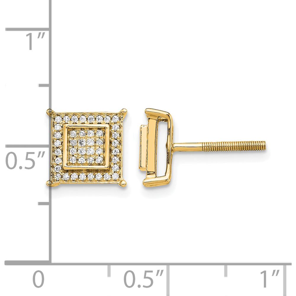 14K Yellow Gold Diamond Small Double Square Bezel Post Earrings - 0.0027 Carat Total Diamond Weight by Oro Pregiato