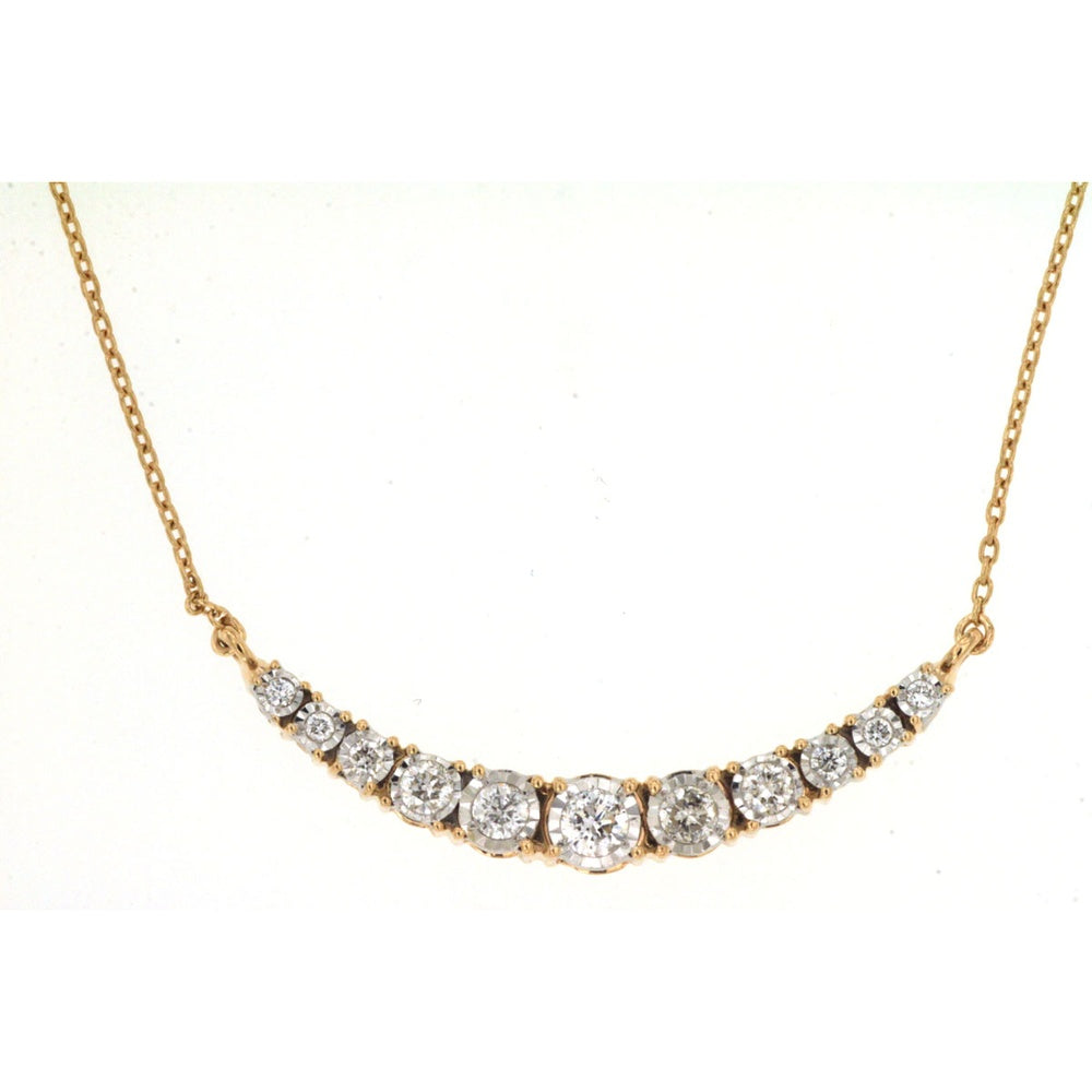 14K Yellow Gold Diamond Smile Bar Necklace with Bezel-Set Round Diamonds - 0.33 Carat Total Diamond Weight - Royal Jewelry