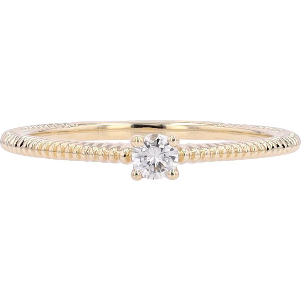 14K Yellow Gold Diamond Solitaire Ring with 0.125 Carat Round Cut Diamond