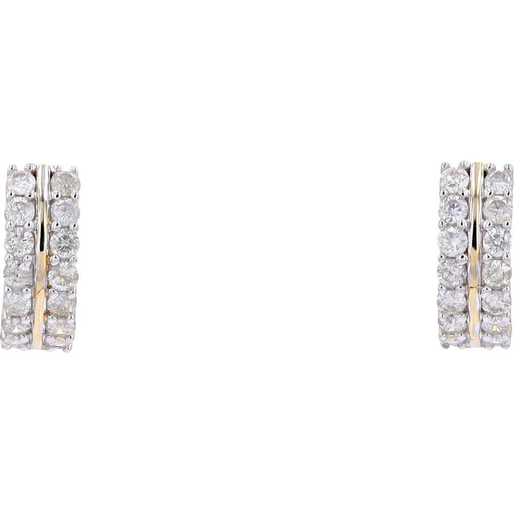 14K Yellow Gold Diamond Sparkle Huggie Earrings - 1 Carat Total Diamond Weight