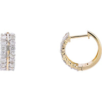 14K Yellow Gold Diamond Sparkle Huggie Earrings - 1 Carat Total Diamond Weight