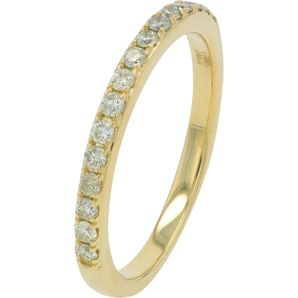 14K Yellow Gold Diamond Stackable Band with Pave Set Round Diamonds - 0.27 Carat Total Diamond Weight