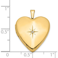 14K Yellow Gold Diamond Star Heart Locket - 0.01 Carat Diamond Weight by Monteluci Fine Jewelry