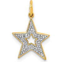 14K Yellow Gold Diamond Star Pendant with 10 Round Diamonds - 0.05 Carat Total Diamond Weight by Oro Pregiato