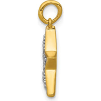 14K Yellow Gold Diamond Star Pendant with 10 Round Diamonds - 0.05 Carat Total Diamond Weight by Oro Pregiato