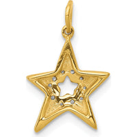 14K Yellow Gold Diamond Star Pendant with 10 Round Diamonds - 0.05 Carat Total Diamond Weight by Oro Pregiato