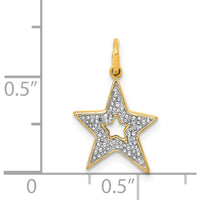 14K Yellow Gold Diamond Star Pendant with 10 Round Diamonds - 0.05 Carat Total Diamond Weight by Oro Pregiato