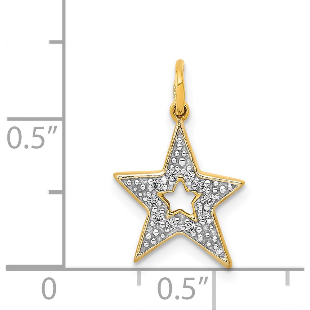 14K Yellow Gold Diamond Star Pendant with 10 Round Diamonds - 0.05 Carat Total Diamond Weight by Oro Pregiato