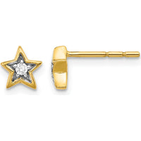 14K Yellow Gold Diamond Star Post Earrings - 0.025 Carat Total Diamond Weight by Monteluci Fine Jewelry