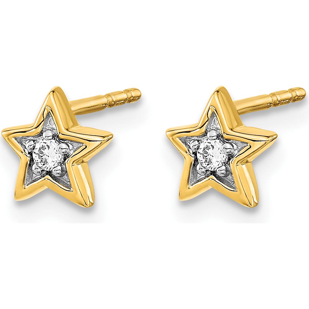 14K Yellow Gold Diamond Star Post Earrings - 0.025 Carat Total Diamond Weight by Monteluci Fine Jewelry