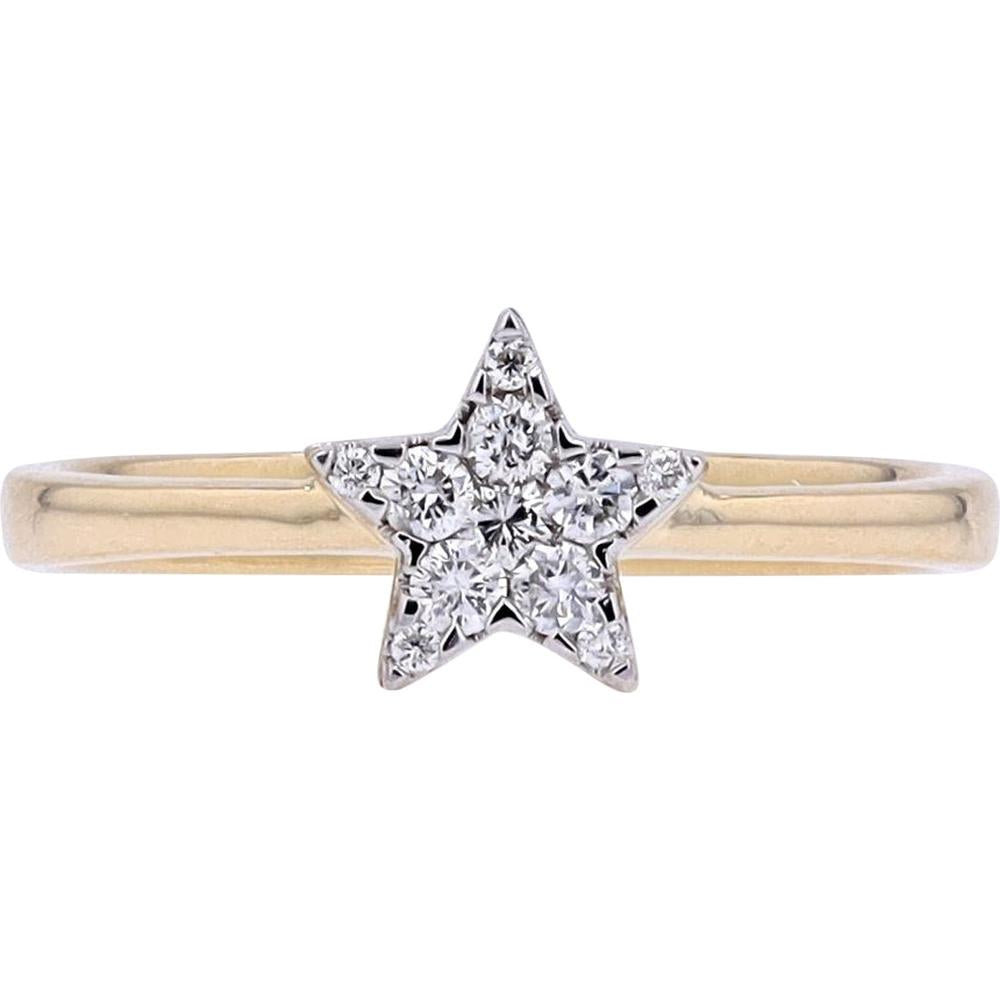 14K Yellow Gold Diamond Star Ring with 0.20 Carats Total Diamond Weight